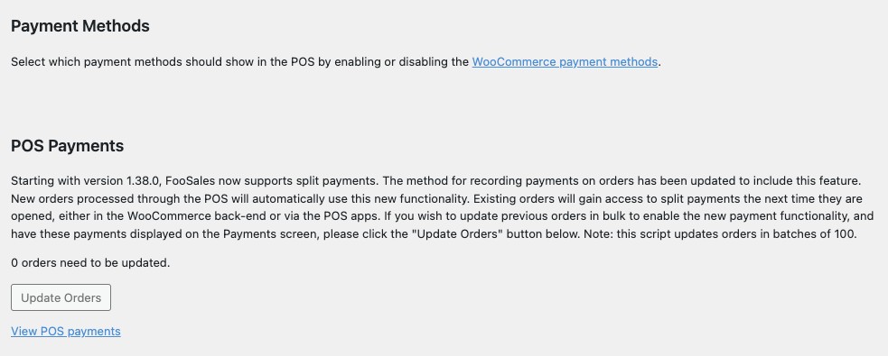 FooSales payment settings