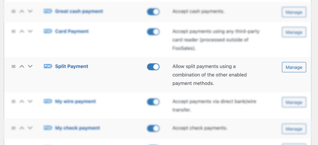 Pagamenti frazionati Metodo di pagamento